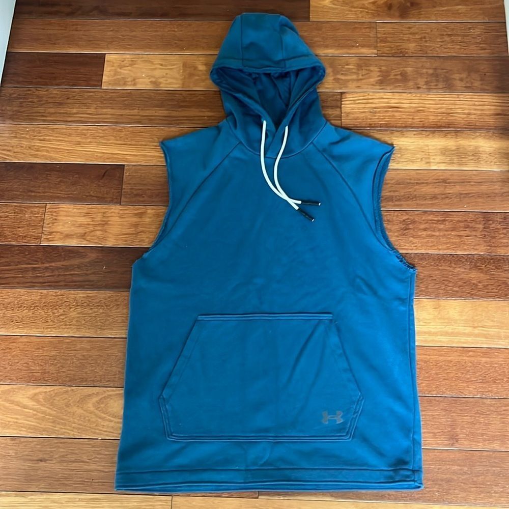 UNDER Armour Men's Large Heavyweight Terry Sleeveless Hoodie in Teal